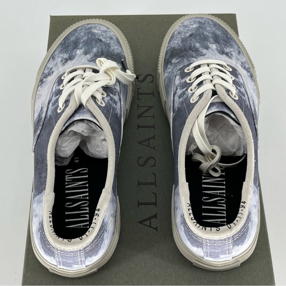 ALL SAINTS NEW LEX TRAINER TIE DYE BLUE WHITE COW LEATHER 41 43 - Picture 9 of 15